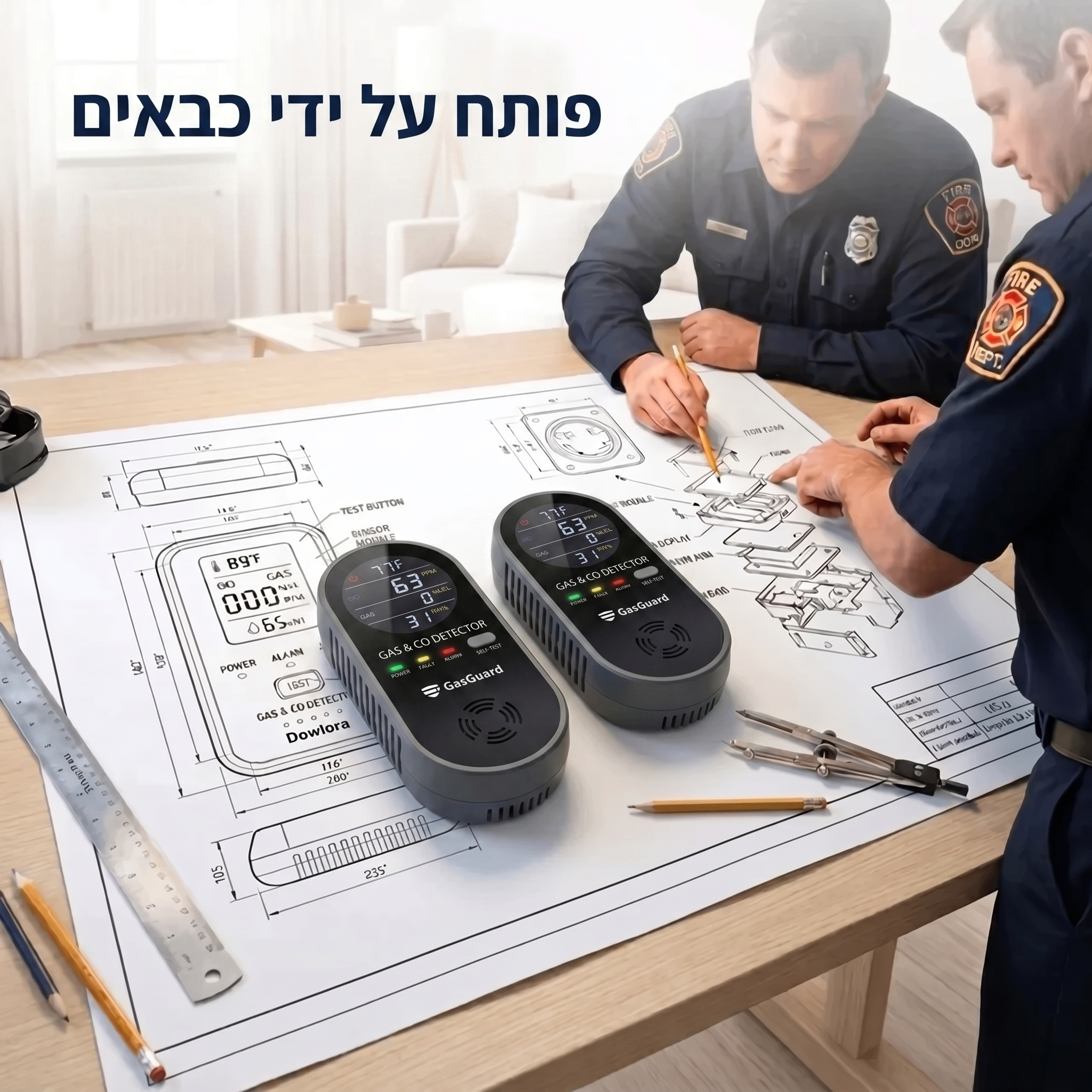 GasGuard – גלאי פחמן חד-חמצני 4 ב-1